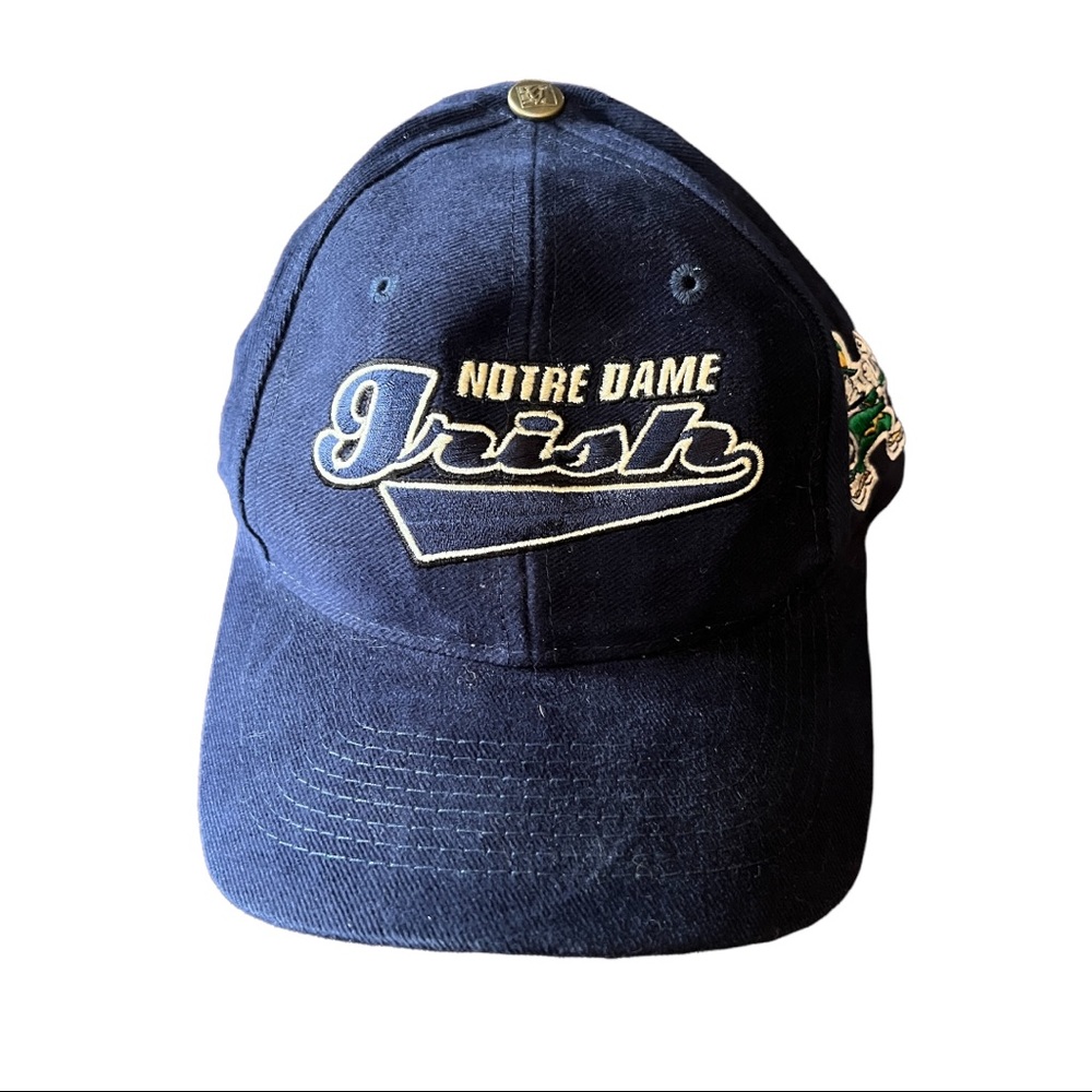 Notre Dame Fighting Irish Embroidered Strapback Hat Russell Athletic Navy